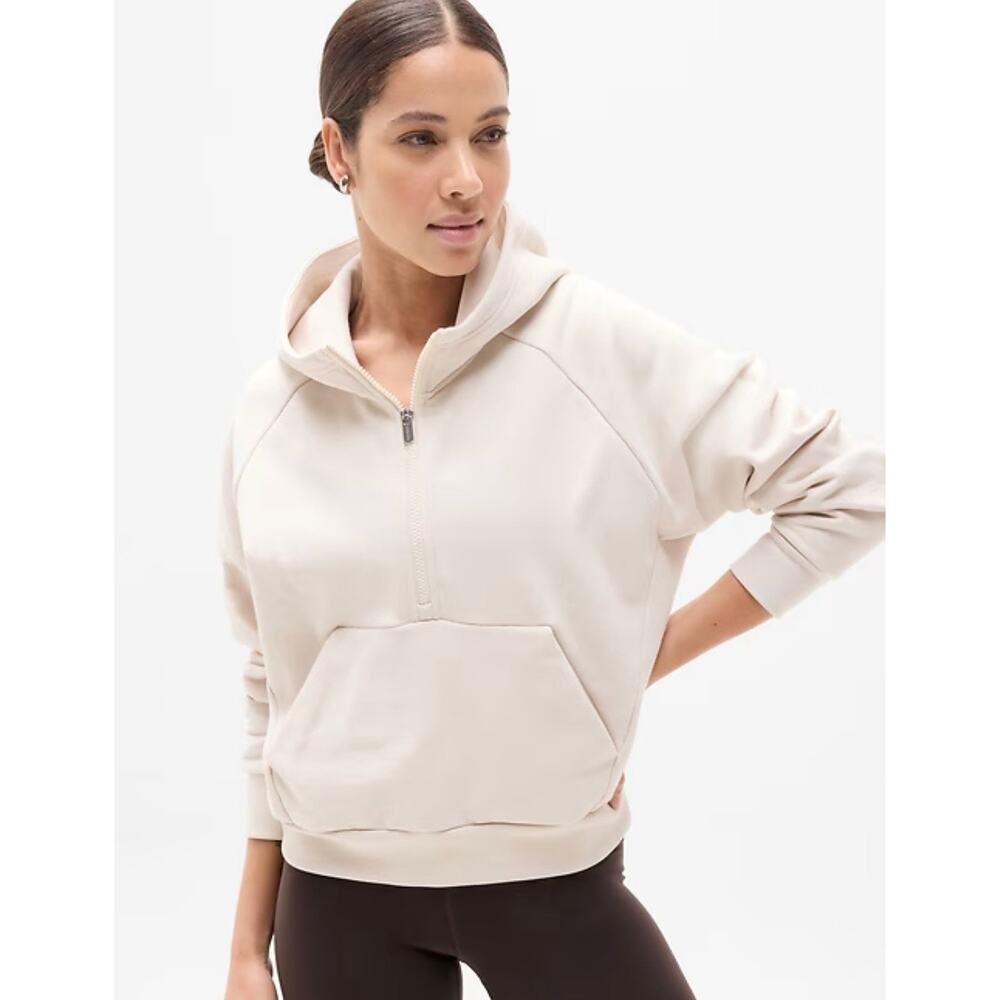 NWT Athleta Easy Fleece 1/2 Zip Hoodie Sweatshirt Activewear Lounge Womens XL‎